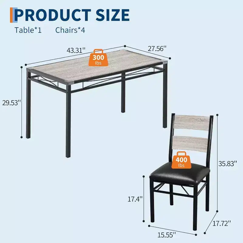Eettafelset, eetkamertafelset met hoekbescherming, houten keukentafel en stoelenset met gestoffeerde stoelen voor keuken of appartement