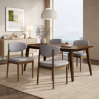 Christopher Knight Home Volgrun 5-delige eetset van rubberhout in midcenturymoderne stijl, gestoffeerd
