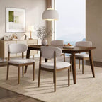Christopher Knight Home Volgrun 5-delige eetset van rubberhout in midcenturymoderne stijl, gestoffeerd