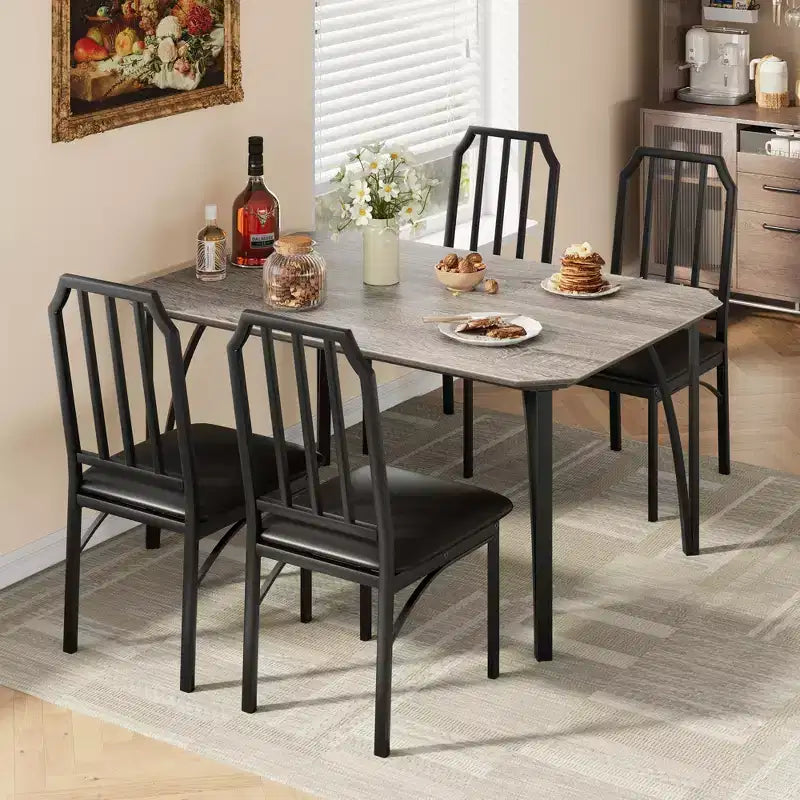 Vierkante eetkamertafelset met gestoffeerde stoelen, keukentafel voor thuis, appartement of kleine ruimte