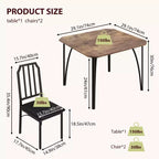 Vierkante eetkamertafelset met gestoffeerde stoelen, keukentafel voor thuis, appartement of kleine ruimte