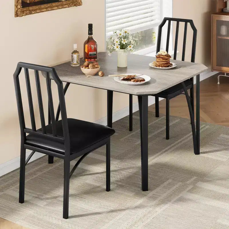 Vierkante eetkamertafelset met gestoffeerde stoelen, keukentafel voor thuis, appartement of kleine ruimte