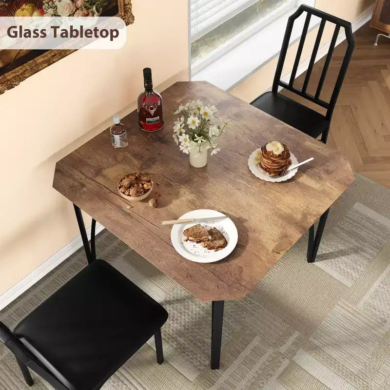 Vierkante eetkamertafelset met gestoffeerde stoelen, keukentafel voor thuis, appartement of kleine ruimte