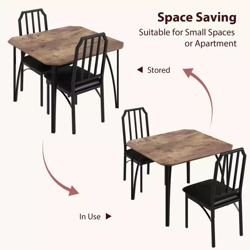Vierkante eetkamertafelset met gestoffeerde stoelen, keukentafel voor thuis, appartement of kleine ruimte