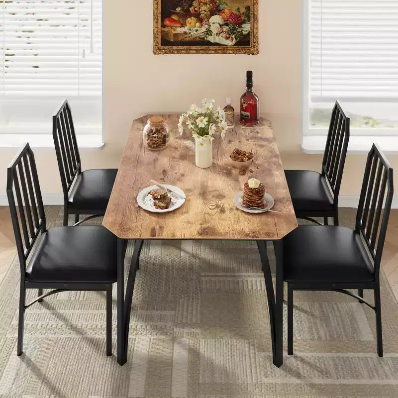 Vierkante eetkamertafelset met gestoffeerde stoelen, keukentafel voor thuis, appartement of kleine ruimte