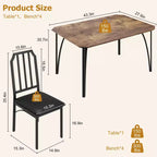 Vierkante eetkamertafelset met gestoffeerde stoelen, keukentafel voor thuis, appartement of kleine ruimte