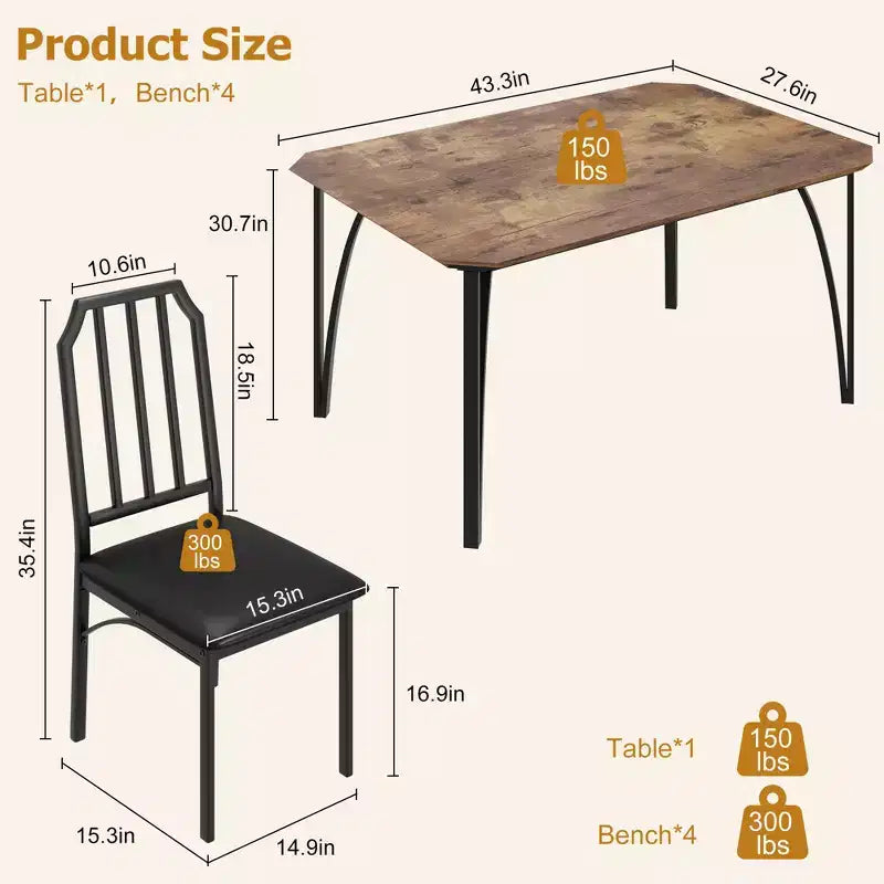Vierkante eetkamertafelset met gestoffeerde stoelen, keukentafel voor thuis, appartement of kleine ruimte