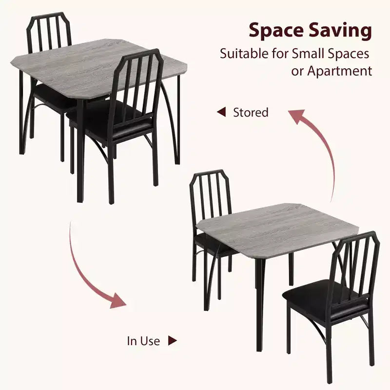 Vierkante eetkamertafelset met gestoffeerde stoelen, keukentafel voor thuis, appartement of kleine ruimte