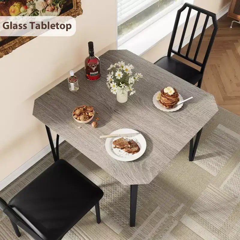Vierkante eetkamertafelset met gestoffeerde stoelen, keukentafel voor thuis, appartement of kleine ruimte