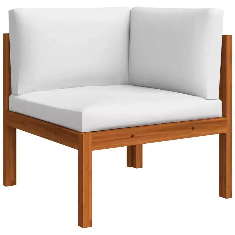 vidaXL loungeset voor terras van acaciahout met kussens - crème - ideaal voor tuin, terras en woonkamer - inclusief bank, fauteuil, voetenbank en tafel
