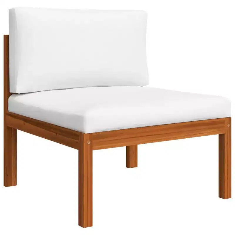 vidaXL loungeset voor terras van acaciahout met kussens - crème - ideaal voor tuin, terras en woonkamer - inclusief bank, fauteuil, voetenbank en tafel