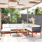 vidaXL 8-delige loungeset – massief acaciahout met crèmekleurige kussens – weerbestendig, eenvoudig te reinigen – ideaal voor tuin, terras en woonkamer