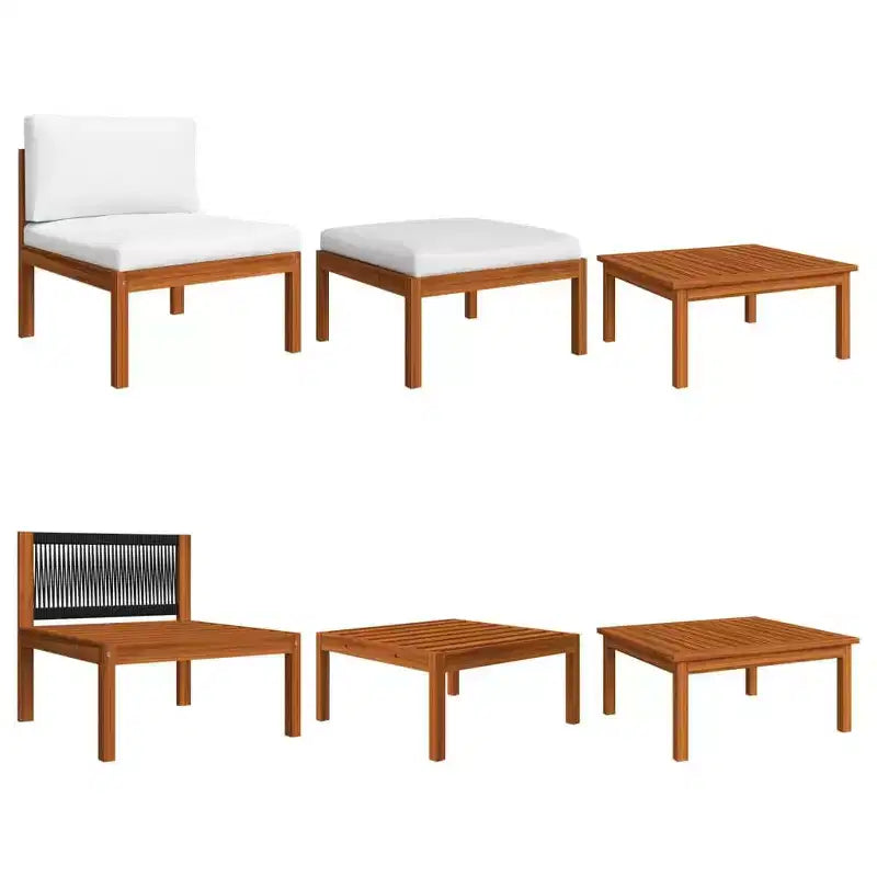 vidaXL 8-delige loungeset – massief acaciahout met crèmekleurige kussens – weerbestendig, eenvoudig te reinigen – ideaal voor tuin, terras en woonkamer