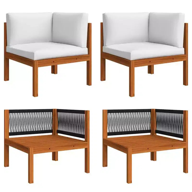 vidaXL 8-delige loungeset – massief acaciahout met crèmekleurige kussens – weerbestendig, eenvoudig te reinigen – ideaal voor tuin, terras en woonkamer