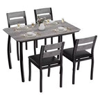 5-delige eetkamerset voor 4 personen, ruimtebesparende keukentafel met gestoffeerde stoelen en modern schuin hoekontwerp