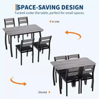 5-delige eetkamerset voor 4 personen, ruimtebesparende keukentafel met gestoffeerde stoelen en modern schuin hoekontwerp