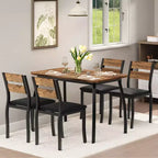 5-delige eetkamerset voor 4 personen, ruimtebesparende keukentafel met gestoffeerde stoelen en modern schuin hoekontwerp