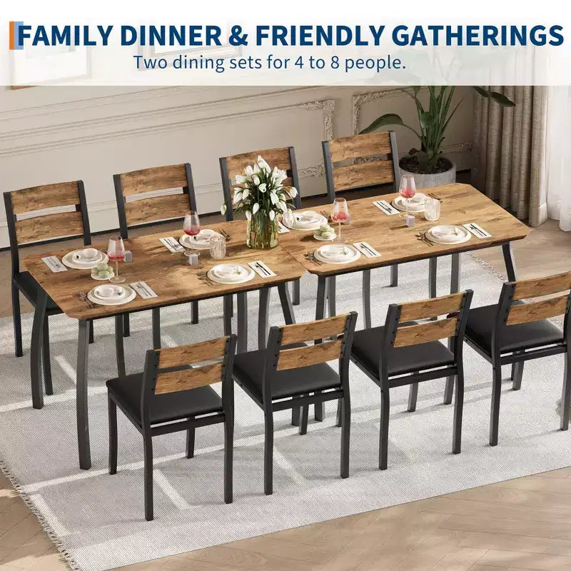 5-delige eetkamerset voor 4 personen, ruimtebesparende keukentafel met gestoffeerde stoelen en modern schuin hoekontwerp