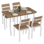 5-delige eetkamerset voor 4 personen, ruimtebesparende keukentafel met gestoffeerde stoelen en modern schuin hoekontwerp