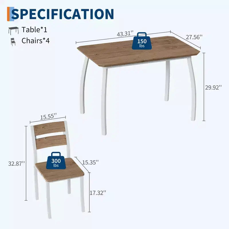 5-delige eetkamerset voor 4 personen, ruimtebesparende keukentafel met gestoffeerde stoelen en modern schuin hoekontwerp