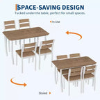 5-delige eetkamerset voor 4 personen, ruimtebesparende keukentafel met gestoffeerde stoelen en modern schuin hoekontwerp