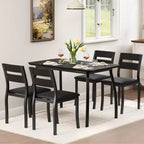 5-delige eetkamerset voor 4 personen, ruimtebesparende keukentafel met gestoffeerde stoelen en modern schuin hoekontwerp