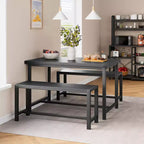 Eettafelset voor 4 personen, keukentafel met banken, rechthoekige eetkamertafelset met 2 metalen houten banken, voor kleine ruimtes, appartementen en studio's