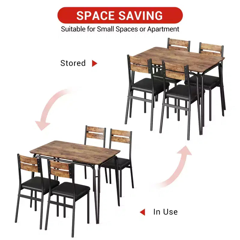 Eettafel voor 4 personen, kleine tafel- en stoelenset van 4, vierkante eethoekset met 4 stoelen, 5-delige keuken- en eetkamerset voor kleine ruimtes, appartement