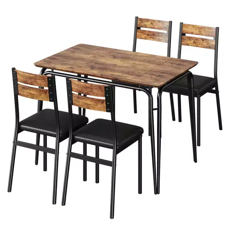 Eettafel voor 4 personen, kleine tafel- en stoelenset van 4, vierkante eethoekset met 4 stoelen, 5-delige keuken- en eetkamerset voor kleine ruimtes, appartement