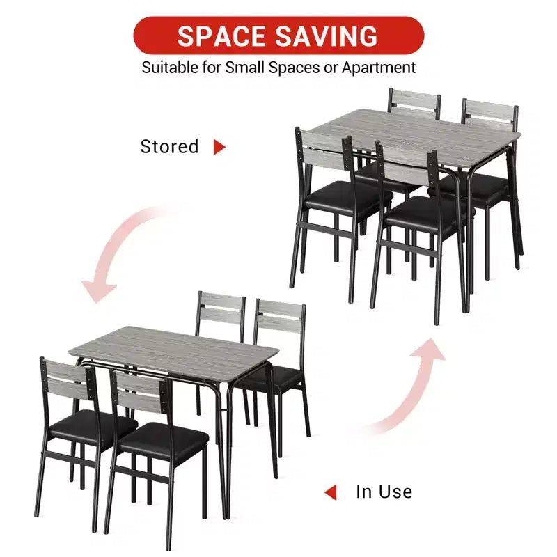 Eettafel voor 4 personen, kleine tafel- en stoelenset van 4, vierkante eethoekset met 4 stoelen, 5-delige keuken- en eetkamerset voor kleine ruimtes, appartement