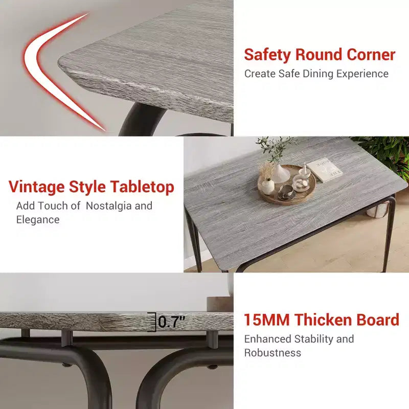 Eettafel voor 4 personen, kleine tafel- en stoelenset van 4, vierkante eethoekset met 4 stoelen, 5-delige keuken- en eetkamerset voor kleine ruimtes, appartement
