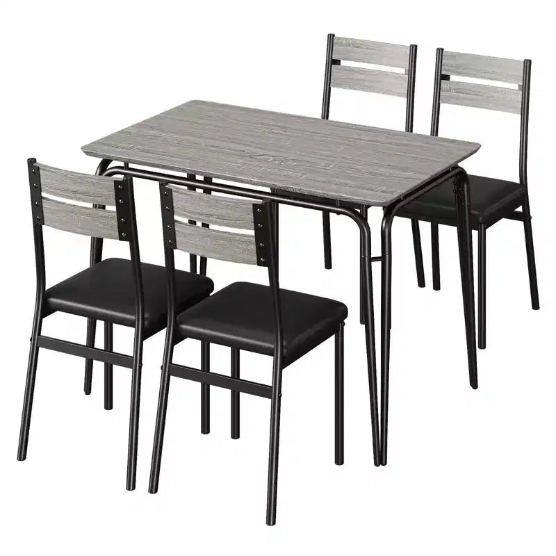 Eettafel voor 4 personen, kleine tafel- en stoelenset van 4, vierkante eethoekset met 4 stoelen, 5-delige keuken- en eetkamerset voor kleine ruimtes, appartement