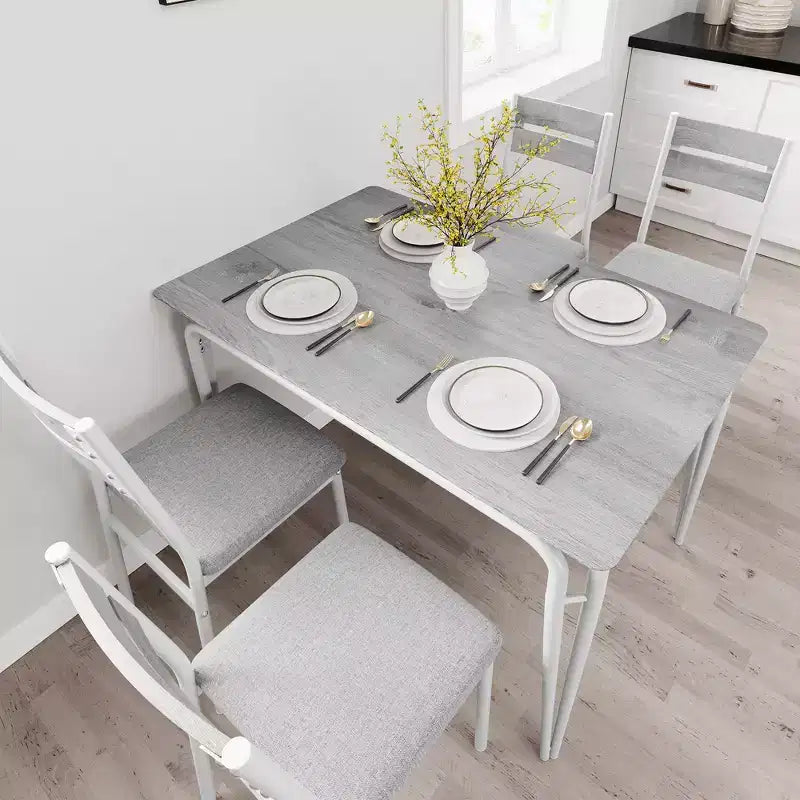 Eettafel voor 4 personen, kleine tafel- en stoelenset van 4, vierkante eethoekset met 4 stoelen, 5-delige keuken- en eetkamerset voor kleine ruimtes, appartement