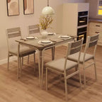 Eettafel voor 4 personen, kleine tafel- en stoelenset van 4, vierkante eethoekset met 4 stoelen, 5-delige keuken- en eetkamerset voor kleine ruimtes, appartement