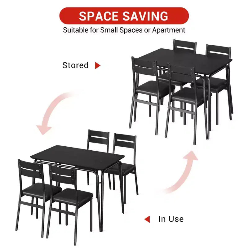 Eettafel voor 4 personen, kleine tafel- en stoelenset van 4, vierkante eethoekset met 4 stoelen, 5-delige keuken- en eetkamerset voor kleine ruimtes, appartement