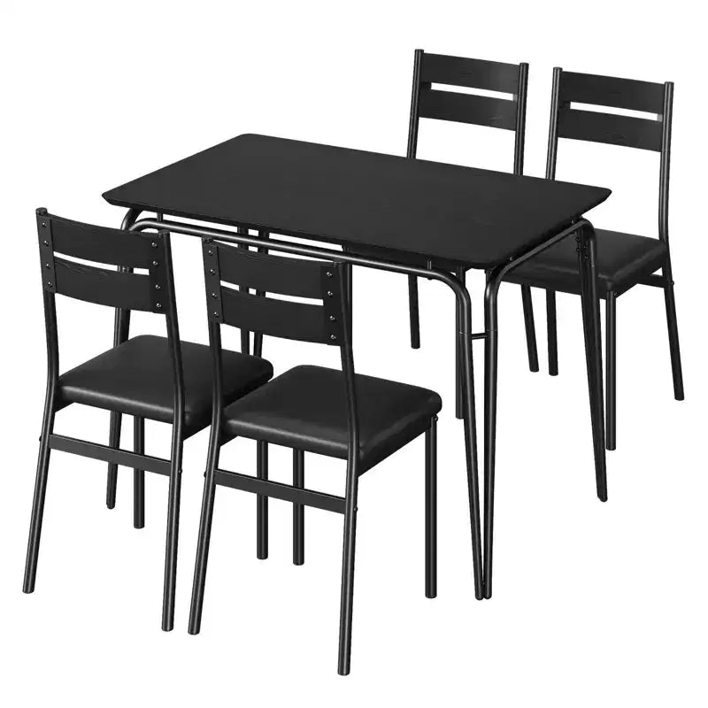 Eettafel voor 4 personen, kleine tafel- en stoelenset van 4, vierkante eethoekset met 4 stoelen, 5-delige keuken- en eetkamerset voor kleine ruimtes, appartement