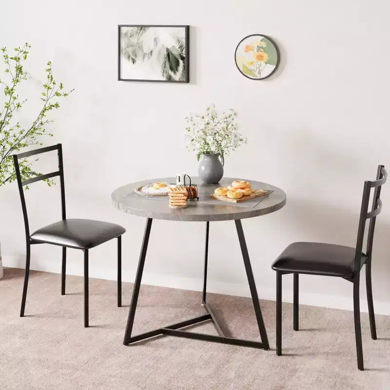 Eetset voor 2 personen, keukentafel en stoelen, moderne ronde keukentafelset, 3-delige eetkamertafelset voor kleine ruimtes, appartement, studio, diner