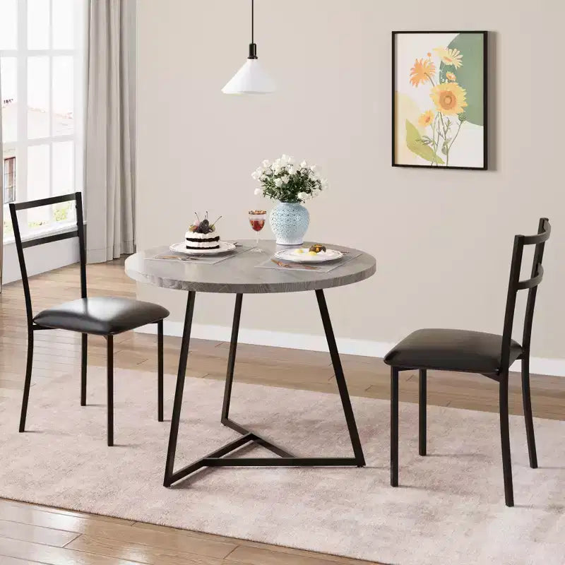 Eetset voor 2 personen, keukentafel en stoelen, moderne ronde keukentafelset, 3-delige eetkamertafelset voor kleine ruimtes, appartement, studio, diner