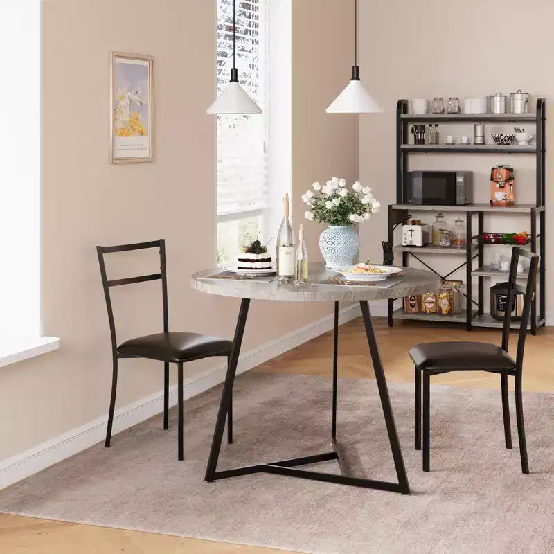 Eetset voor 2 personen, keukentafel en stoelen, moderne ronde keukentafelset, 3-delige eetkamertafelset voor kleine ruimtes, appartement, studio, diner