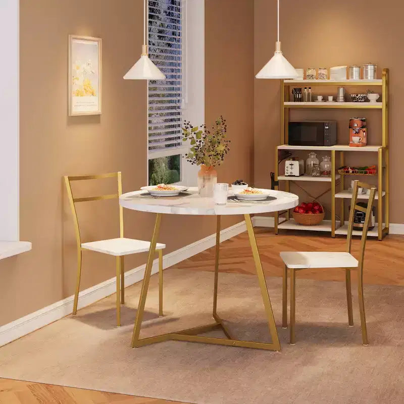 Eetset voor 2 personen, keukentafel en stoelen, moderne ronde keukentafelset, 3-delige eetkamertafelset voor kleine ruimtes, appartement, studio, diner