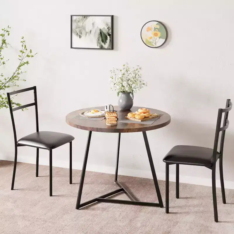 Eetset voor 2 personen, keukentafel en stoelen, moderne ronde keukentafelset, 3-delige eetkamertafelset voor kleine ruimtes, appartement, studio, diner