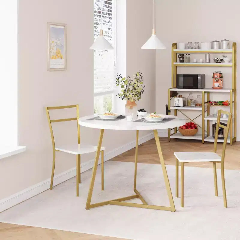 Eetset voor 2 personen, keukentafel en stoelen, moderne ronde keukentafelset, 3-delige eetkamertafelset voor kleine ruimtes, appartement, studio, diner