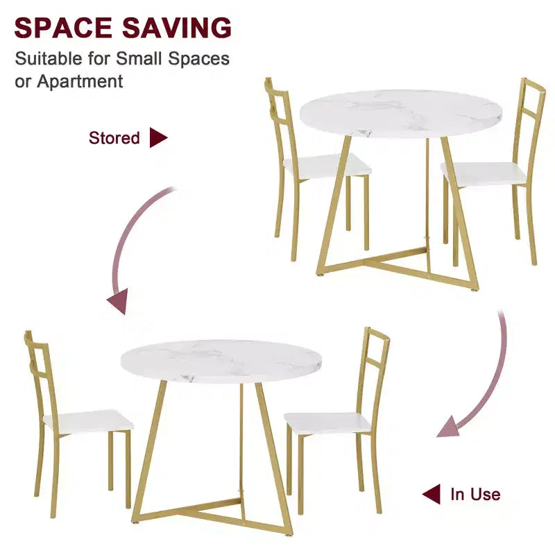 Eetset voor 2 personen, keukentafel en stoelen, moderne ronde keukentafelset, 3-delige eetkamertafelset voor kleine ruimtes, appartement, studio, diner