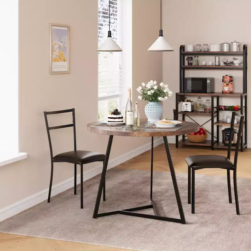 Eetset voor 2 personen, keukentafel en stoelen, moderne ronde keukentafelset, 3-delige eetkamertafelset voor kleine ruimtes, appartement, studio, diner