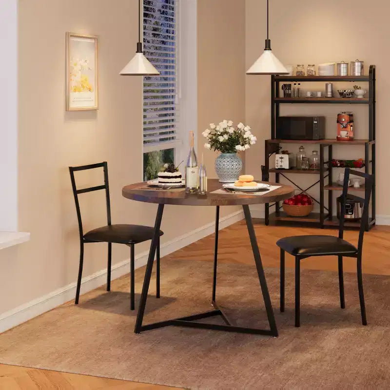 Eetset voor 2 personen, keukentafel en stoelen, moderne ronde keukentafelset, 3-delige eetkamertafelset voor kleine ruimtes, appartement, studio, diner