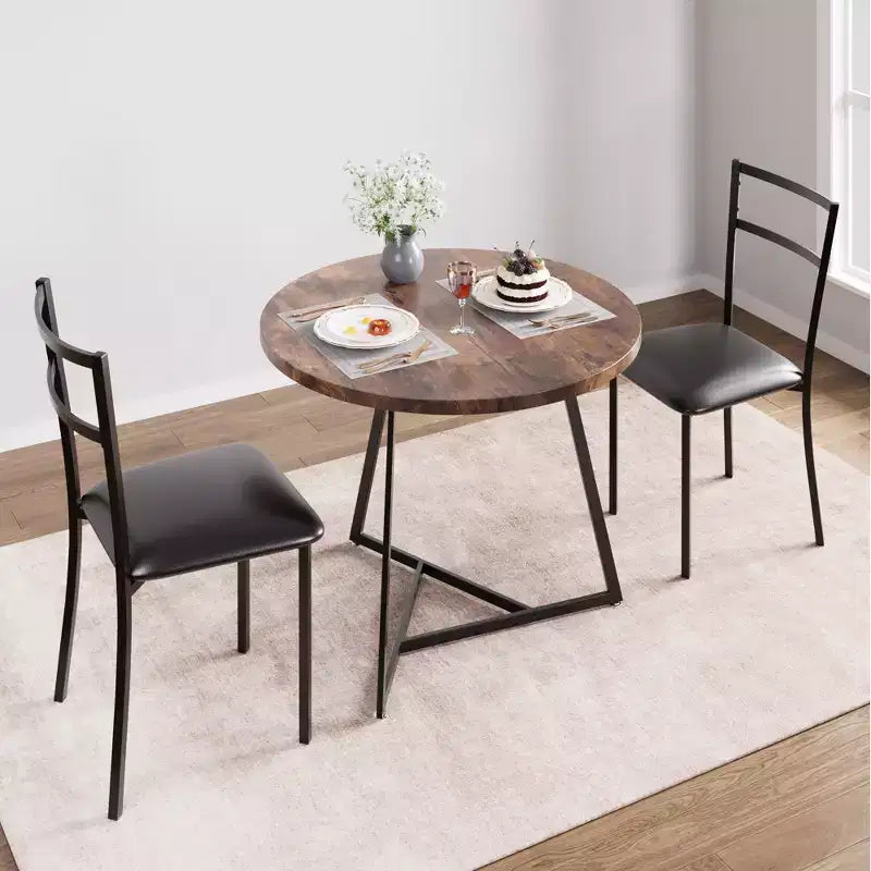 Eetset voor 2 personen, keukentafel en stoelen, moderne ronde keukentafelset, 3-delige eetkamertafelset voor kleine ruimtes, appartement, studio, diner