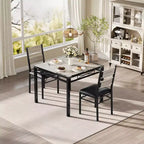 Dining Table Set for 4,with 4 Upholstered Chairs,5 Pcs Wood Kitchen Dining Room Table Set with Corner Protector for Kitchen,Apartment,Small Space