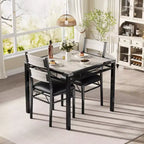 Dining Table Set for 4,with 4 Upholstered Chairs,5 Pcs Wood Kitchen Dining Room Table Set with Corner Protector for Kitchen,Apartment,Small Space