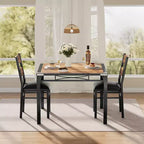 Dining Table Set for 4,with 4 Upholstered Chairs,5 Pcs Wood Kitchen Dining Room Table Set with Corner Protector for Kitchen,Apartment,Small Space