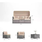 4 Pieces Patio Sectional Sofa Set, PE Rattan Daybed, Outdoor Wicker Sunbed Chaise Chair, Adjustable Backrest, for Poolside, Backyard